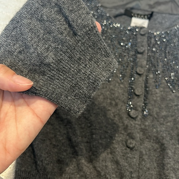 Nougat London cashmere angora wool blend beaded button down cardigan sweater S - Picture 5 of 8